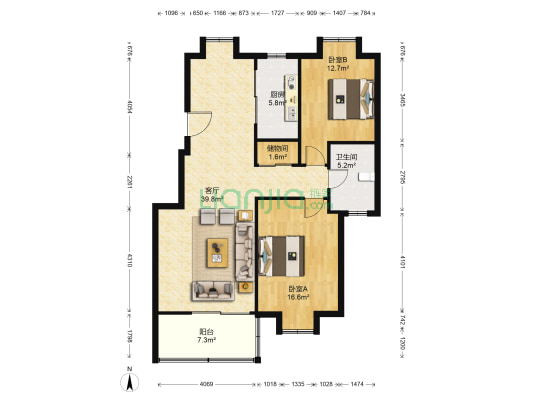 闲林山水丹枫苑 2室1厅1卫 105平方