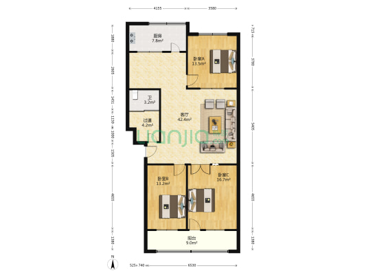 同乐园小区 3室1厅1卫 127平方