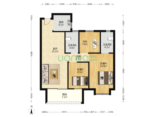 科创云璟 3室1厅2卫 108平方