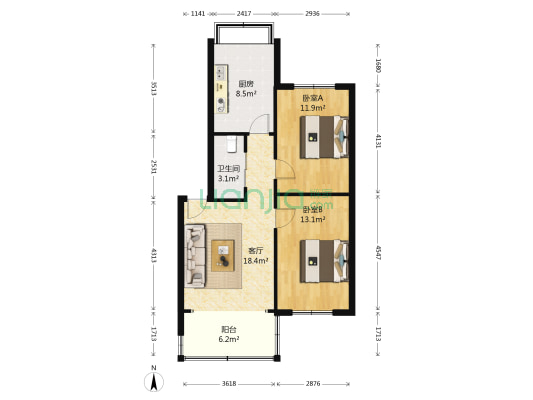 铁路南场小区（建西西路） 2室1厅1卫 61平方