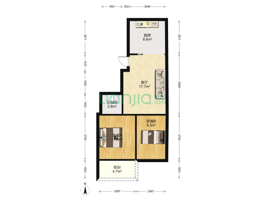 东华苑 2室1厅1卫 64平方