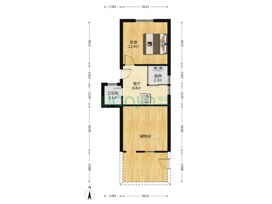 对桥弄10号 1室1厅1卫 54平方