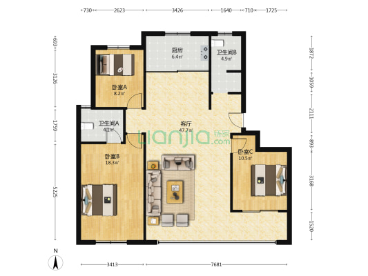 通和·启章 3室1厅2卫 125平方