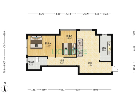 南院玖号 2室1厅1卫 78平方