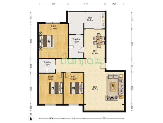 鸿利公寓 3室2厅2卫 181平方
