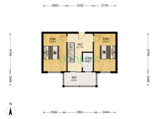 邮电家苑 2室1厅1卫 55平方