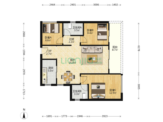 龙光玖悦湾 3室1厅2卫 99平方