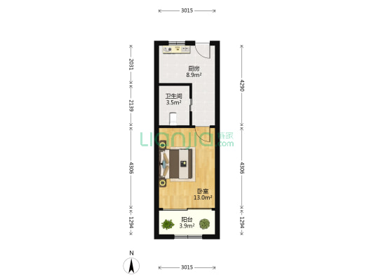 辽阳大楼 1室0厅1卫 46平方