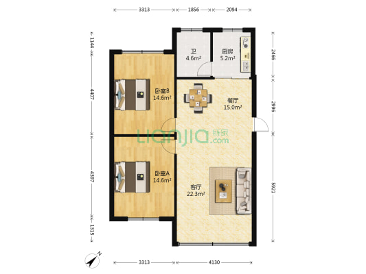 漓江花园 2室2厅1卫 101平方