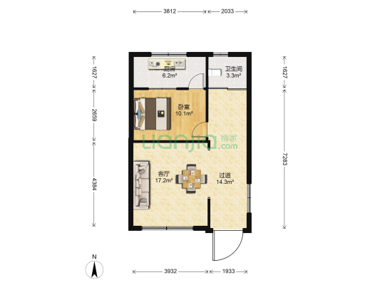 朝阳新村F区 1室1厅1卫 166平方