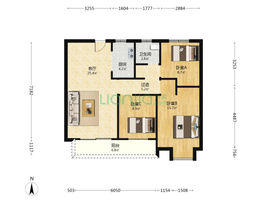 红霞锦苑 3室1厅1卫 100平方