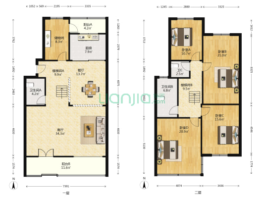 星源名居 4室2厅3卫 224平方