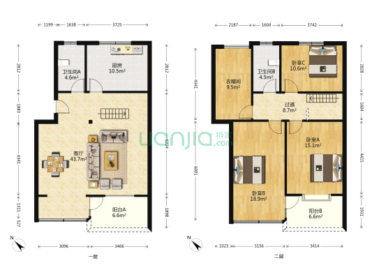 穿山路36号 3室1厅2卫 137平方