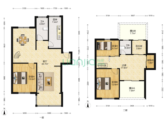 联丰玫瑰苑 3室1厅2卫 94平方