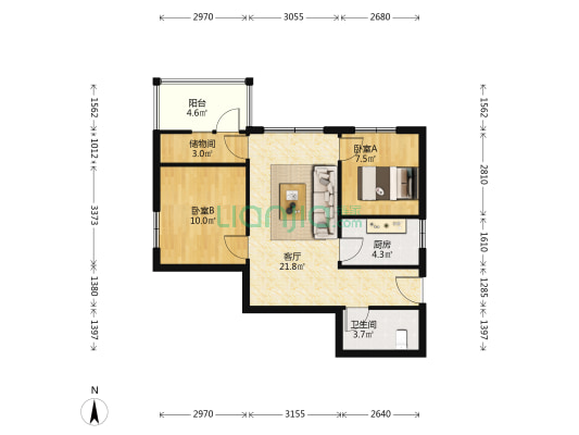 水墨雅苑 2室1厅1卫 72平方