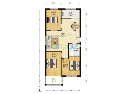 东关东街 3室1厅1卫 94平方