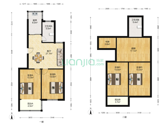 天勤家园 5室1厅2卫 136平方