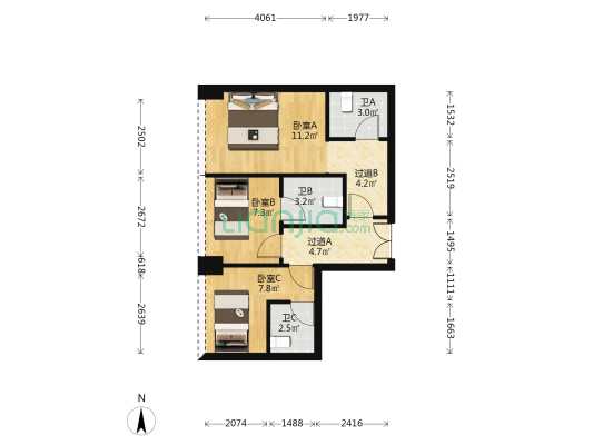 建新东路43号 3室0厅3卫 65平方