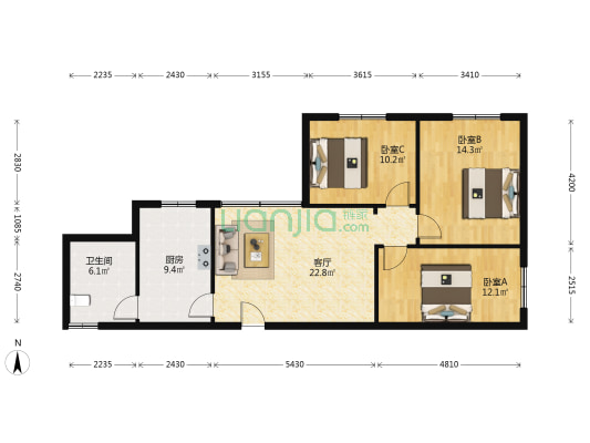建安小区 3室1厅1卫 99平方