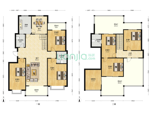 人和小区二期 6室2厅3卫 255平方