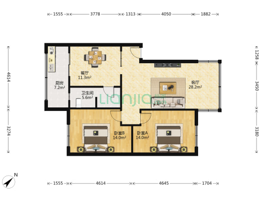 广福桥街10号 2室2厅1卫 87平方