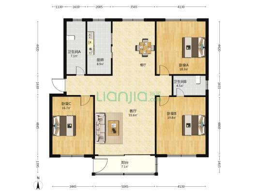 金都家园(青州市) 3室1厅2卫 154平方