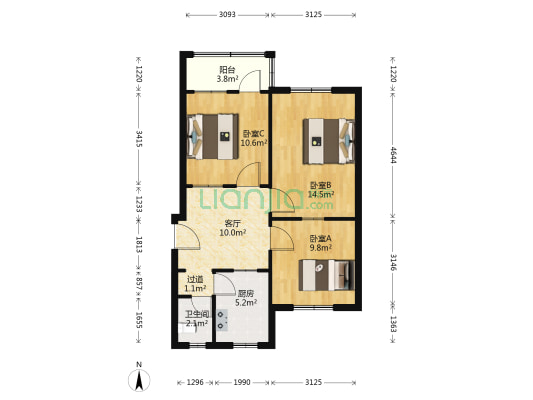 文庙小区 3室1厅1卫 72平方