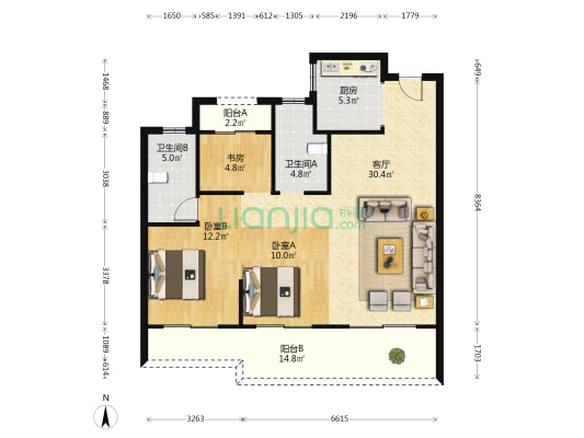 西塘未来社区 3室1厅2卫 108平方