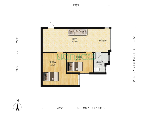 花溪大道北段370 2室1厅1卫 64平方