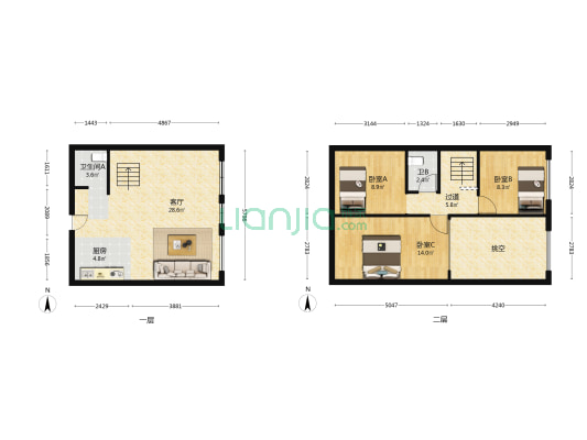 五洲国际 3室1厅2卫 90平方