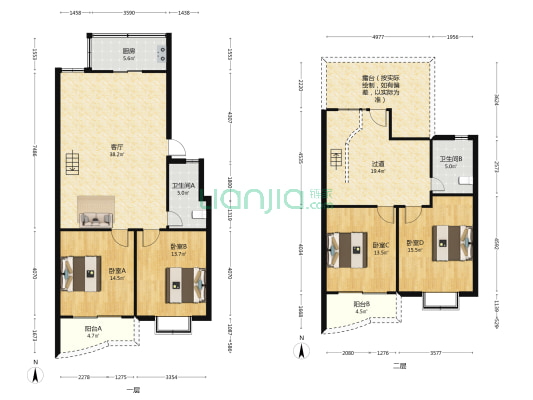 军转公寓 4室1厅2卫 161平方