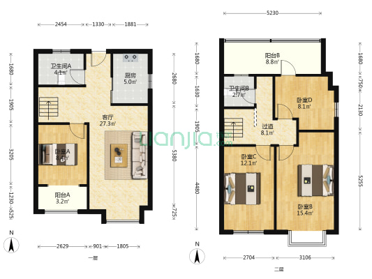 精装修，拎包入住，户型方正，视野开阔，采光充足-户型图