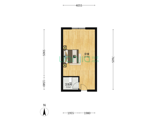集中供暖，房本满二，总价低生活舒适-户型图