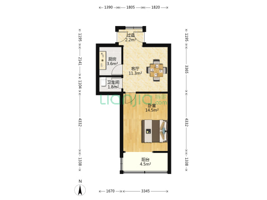 凤凰街小区 1室1厅1卫 39平方
