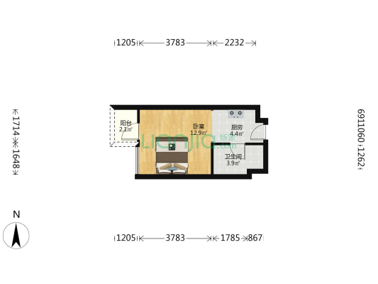 会展湾水岸 1室0厅1卫 34平方