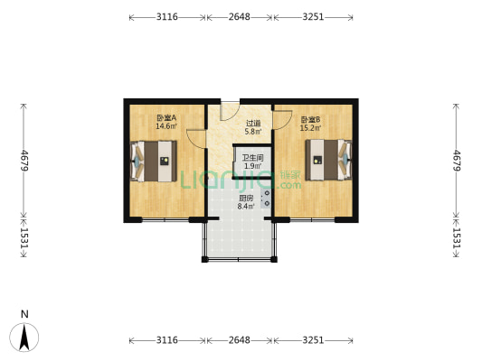 税务小区(南关区) 2室0厅1卫 54平方