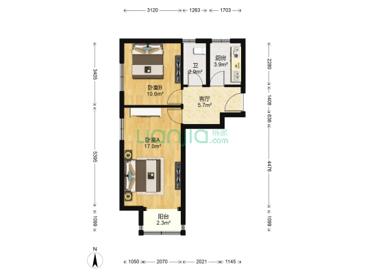 南华东街2号院 2室1厅1卫 56平方