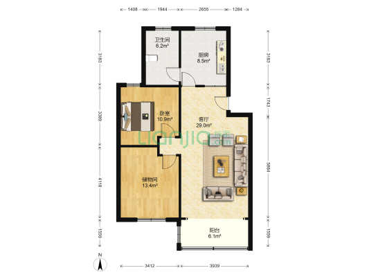 湖亭园 1室1厅1卫 92平方