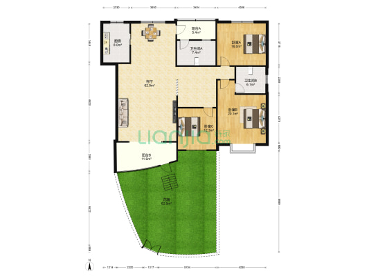 玫瑰园十一公寓 3室1厅2卫 158平方