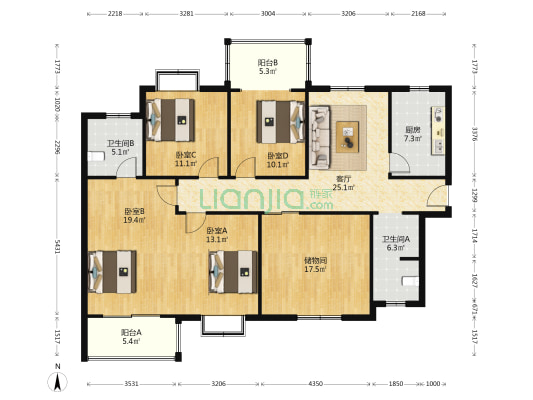 黎郡新宇熙春园 4室1厅2卫 160平方