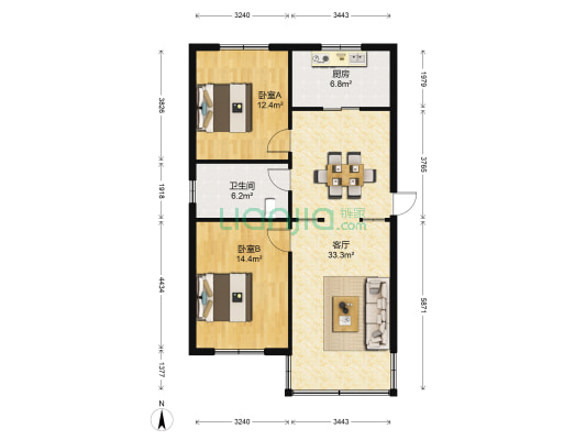 昭文公寓 2室1厅1卫 87平方