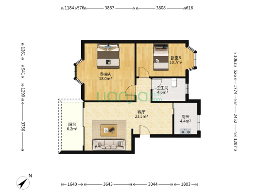 余岭山庄 2室1厅1卫 79平方