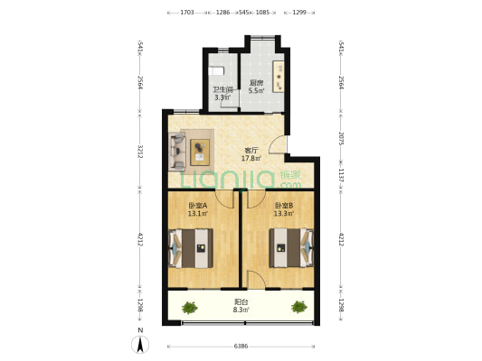 江南厂区 2室1厅1卫 72平方