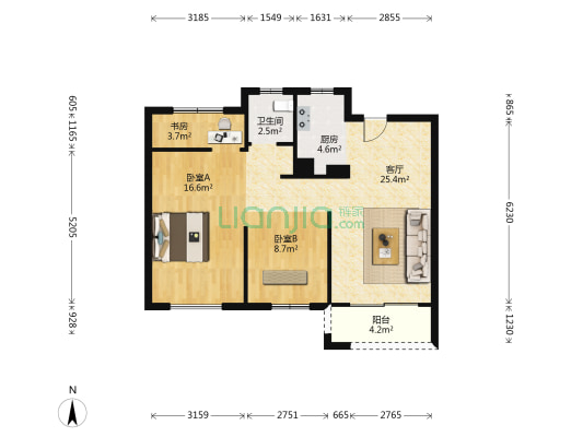 德信熙瑞园 3室1厅1卫 89平方