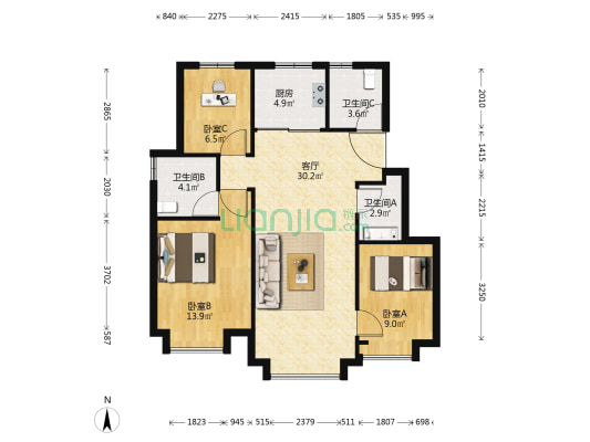 当代公园阅MOMA 3室1厅3卫 97平方