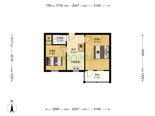 凤亭院 2室1厅1卫 46平方