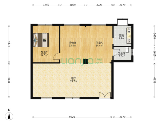 华丽花园 3室1厅1卫 118平方