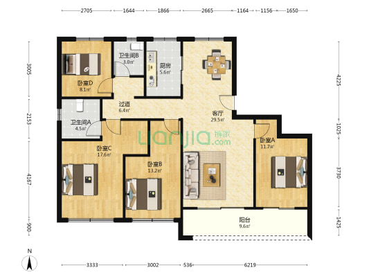 湖境天宸里 4室1厅2卫 139平方