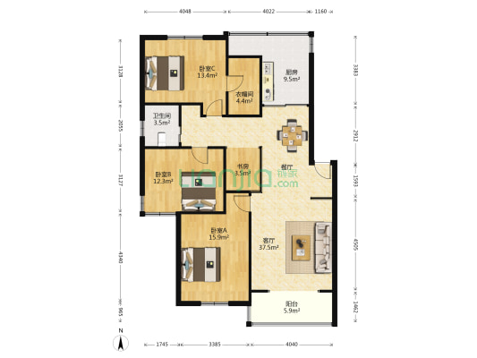 顺达苑 4室1厅1卫 124平方