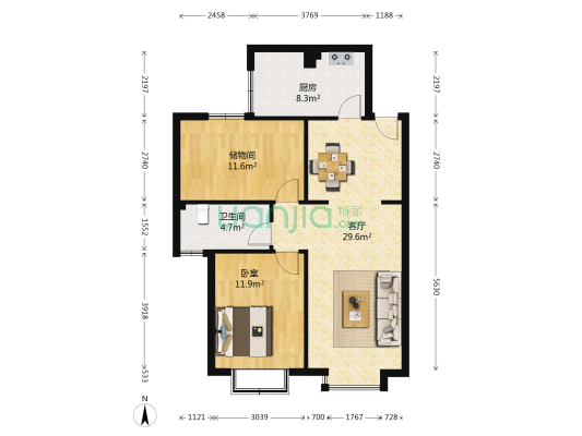 君怡苑 1室1厅1卫 89平方